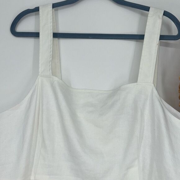 J Crew Squareneck White A-Line‎ Dress in Stretch Linen Blend Knee Length 20 - Picture 5 of 14